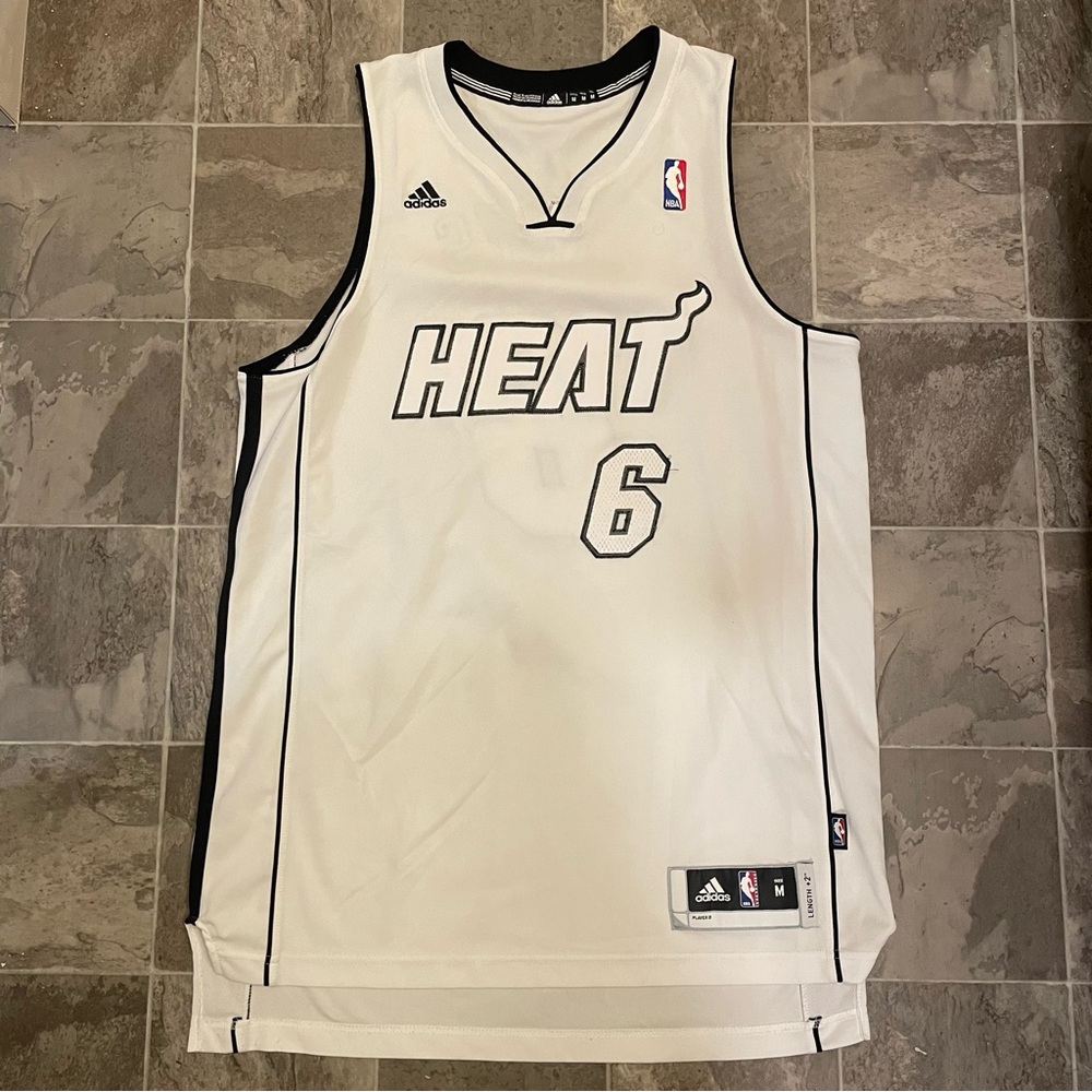 WHITE HOT MIAMI HEAT LEBRON JAMES THROWBACK JERSEY #6